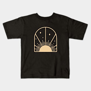 bohemian astrological design with sun, stars and sunburst. Boho linear icons or symbols in trendy minimalist style. Kids T-Shirt